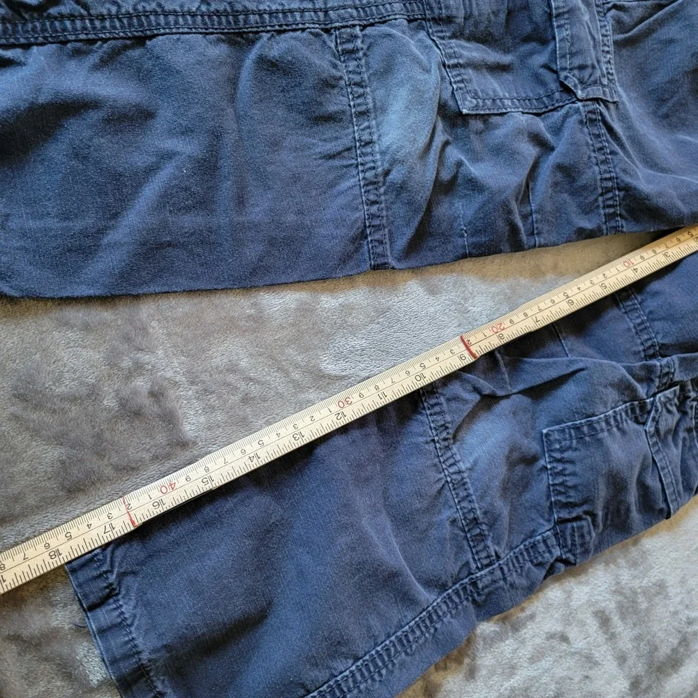 Gymboree Cargo Pants Kids Size 5 Navy Blue Good Cotton Drawstring Striped Waist